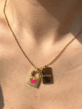 wearing Custom Romantic Lock Necklace